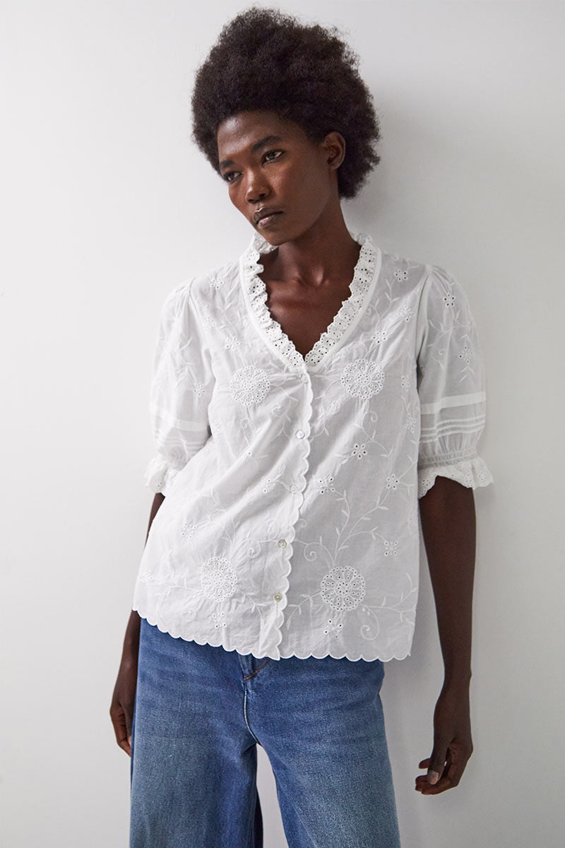 Bria Broderie Anglaise Cotton Top