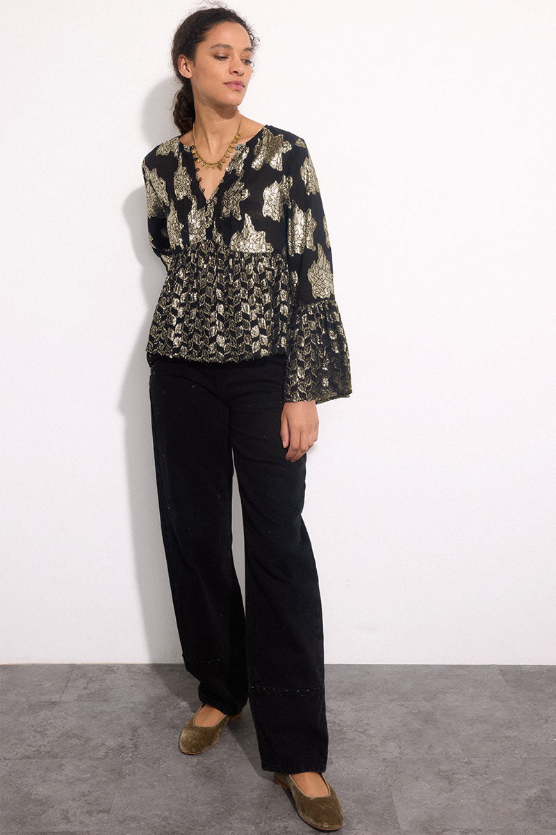 Caryl Champagne Lurex Top