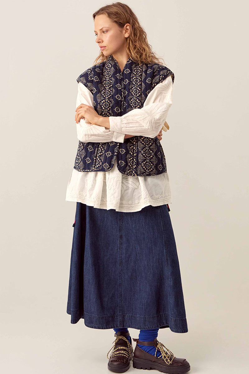 Celine Printed Textured Cotton Gilet