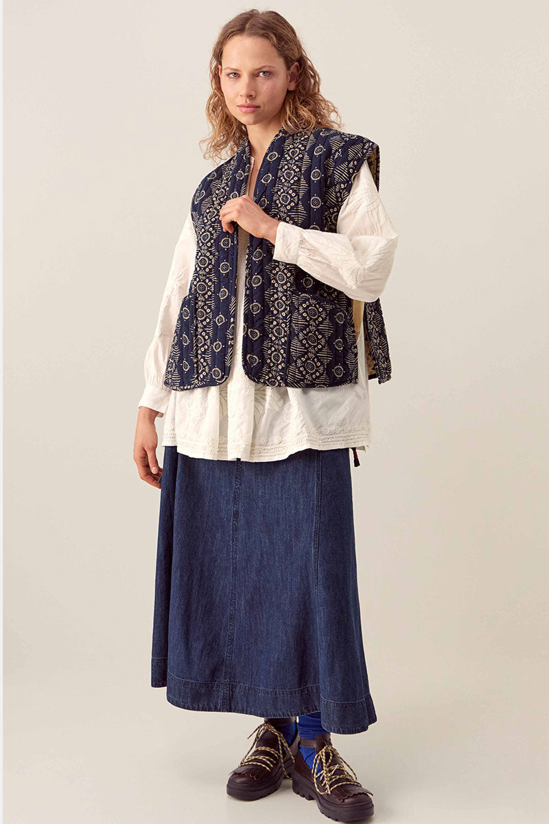 Celine Printed Textured Cotton Gilet