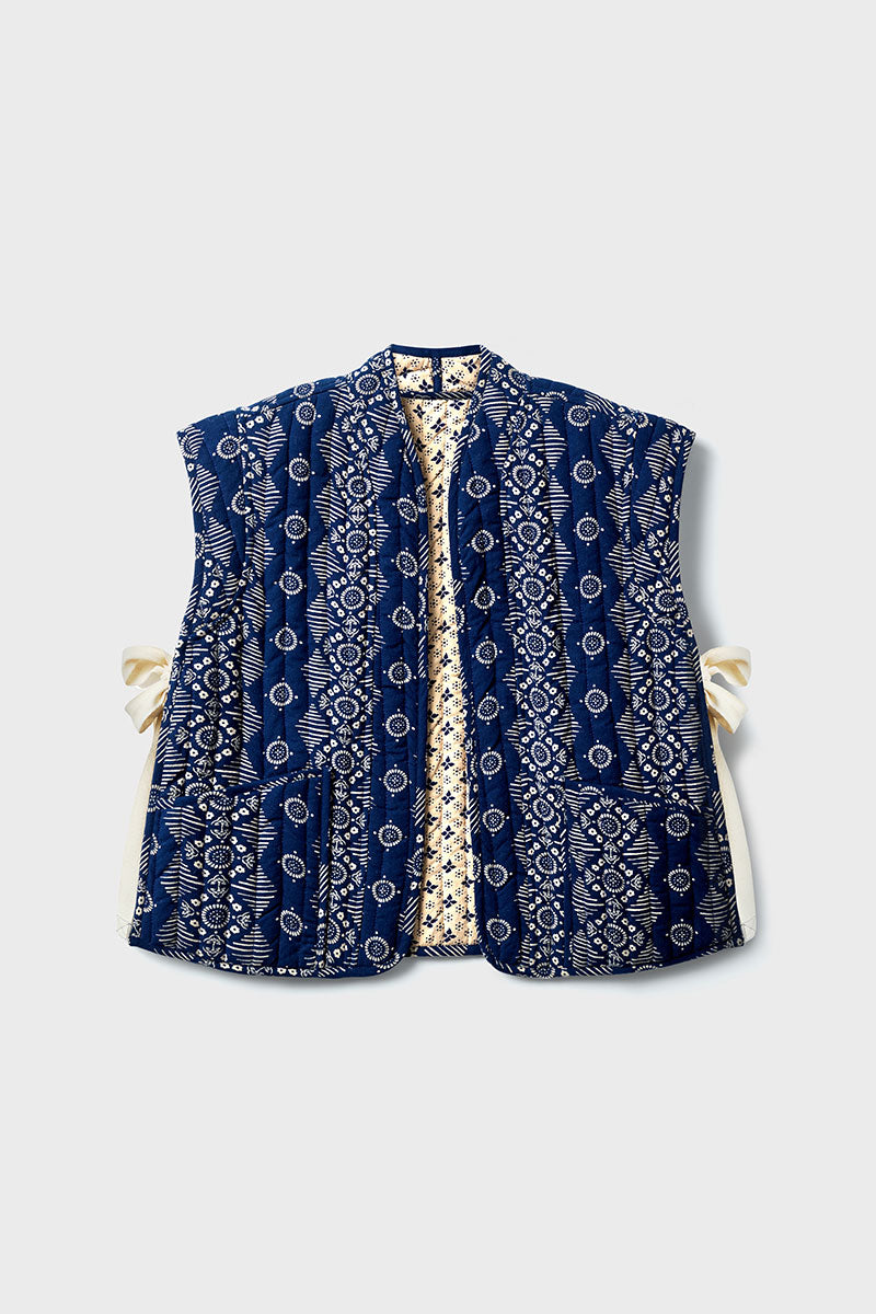 Celine Printed Textured Cotton Gilet