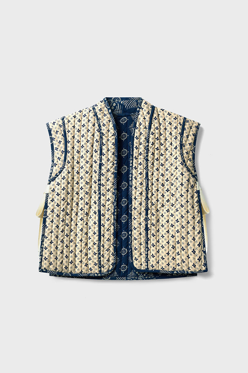 Celine Printed Textured Cotton Gilet