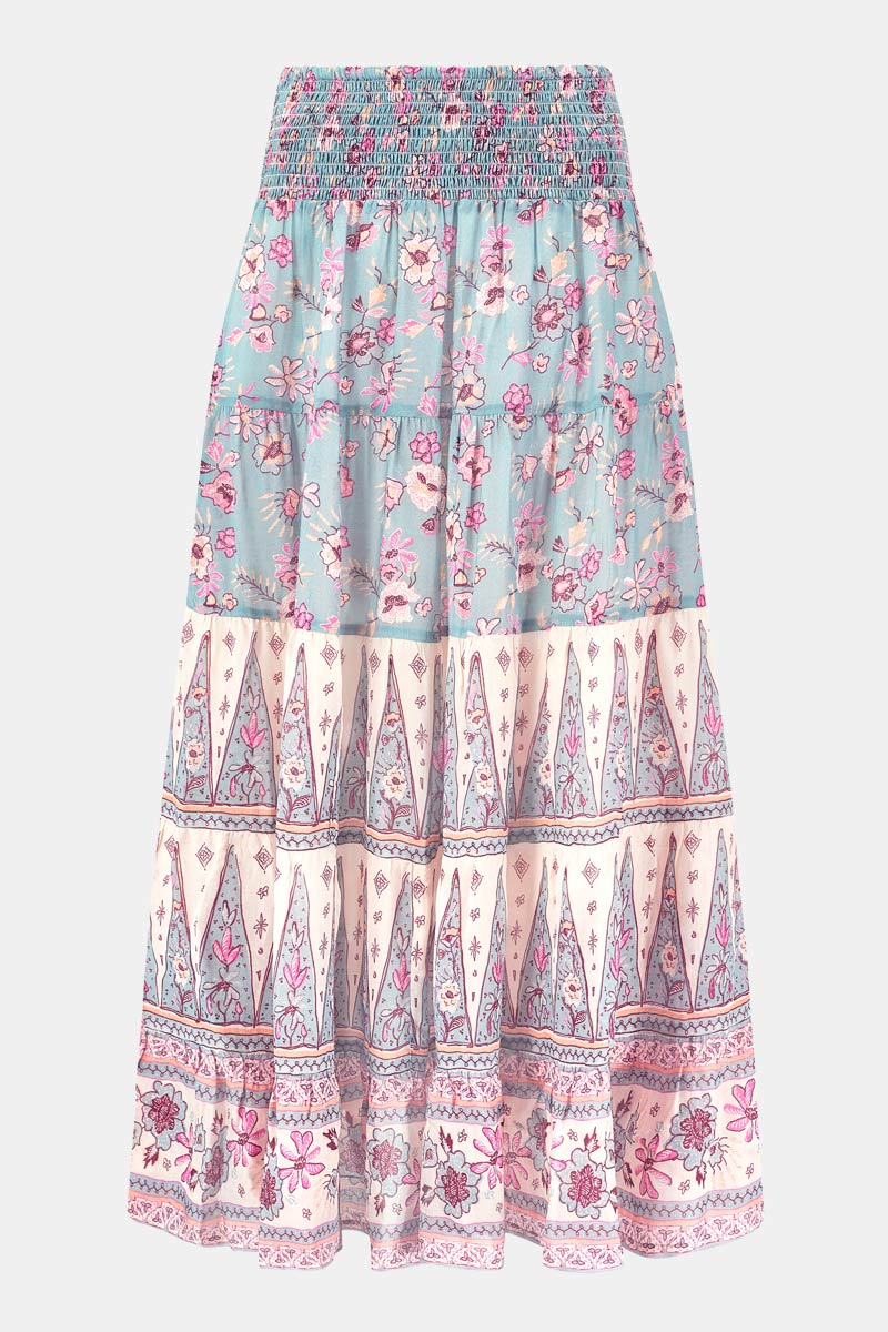 Clementine Floral Blue Skirt