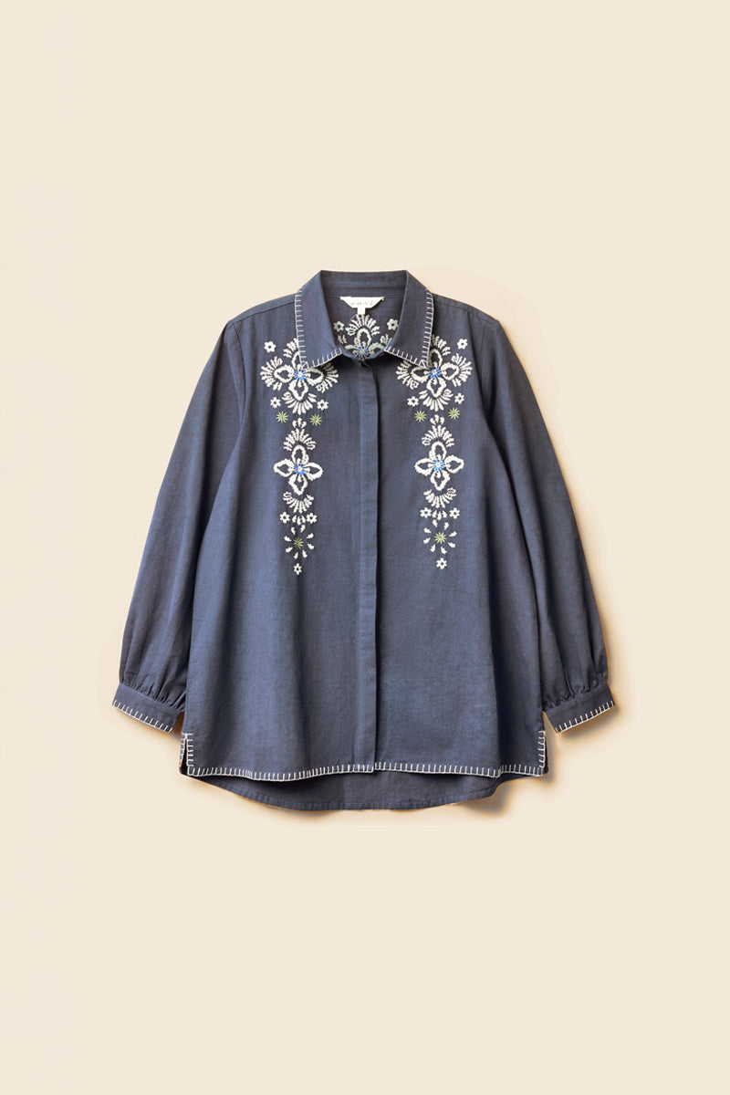Cora Floral Embroidered Cotton Shirt