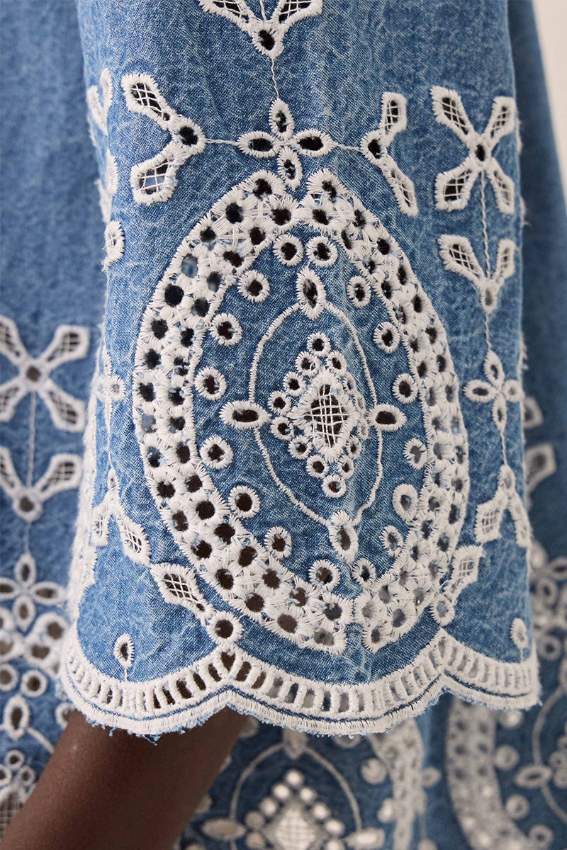 Coralie Denim Broderie Shirt