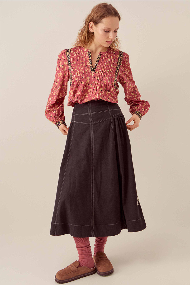 Darney Floral Print Cotton Top