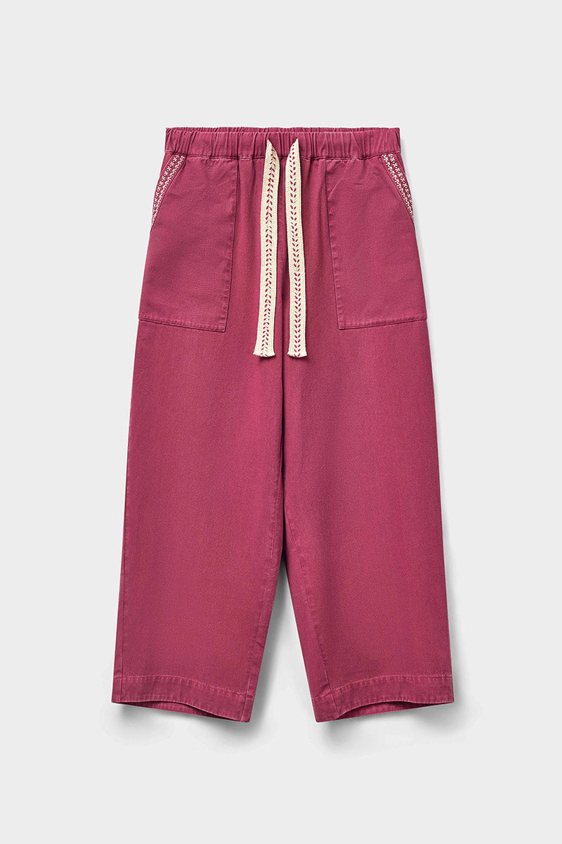 Della Wide Leg Cotton Twill Trousers