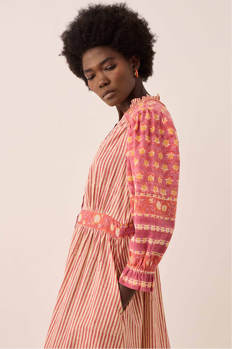 Devyn Hand Woodblock Cotton Dress