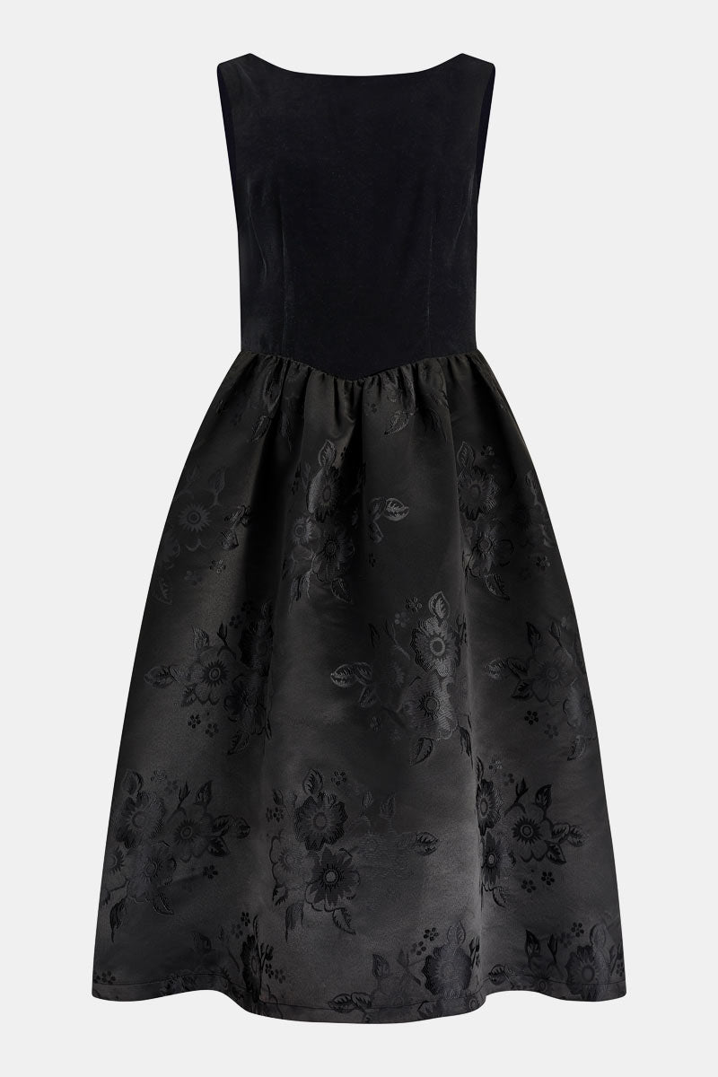 Dillys Black Velvet Cloqué Dress