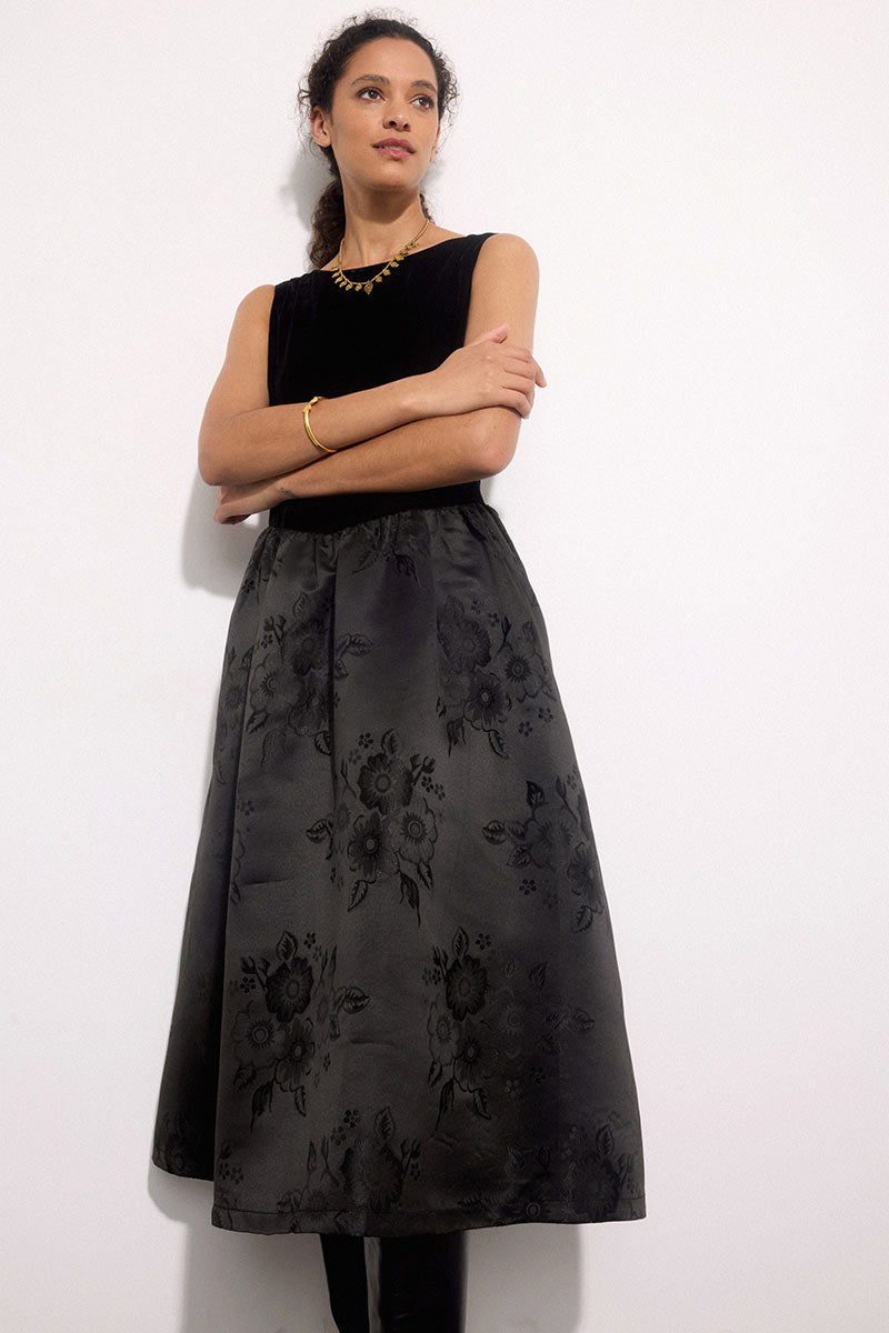 Dillys Black Velvet Cloqué Dress