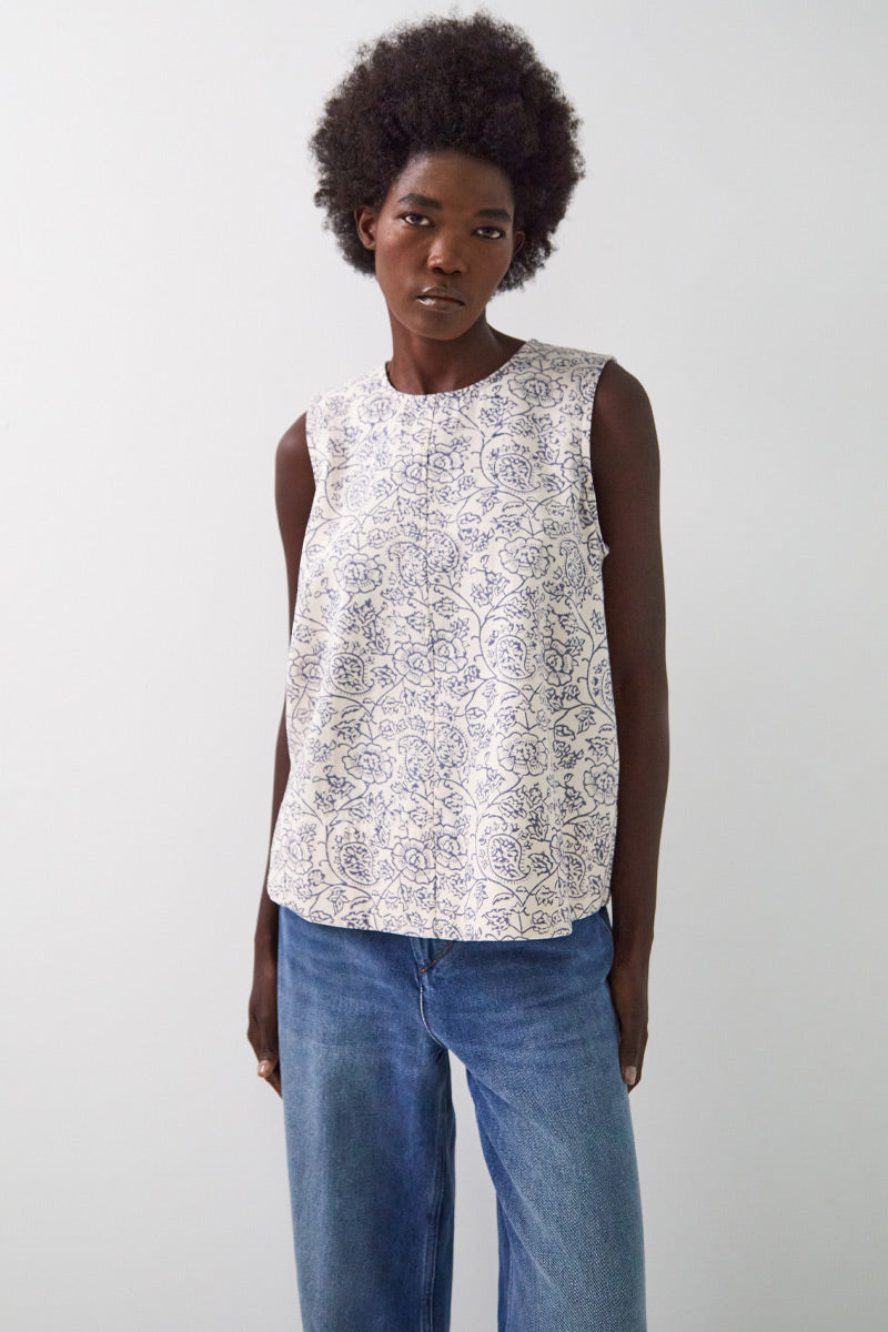 Domi Ivory Denim Sleeveless Shirt