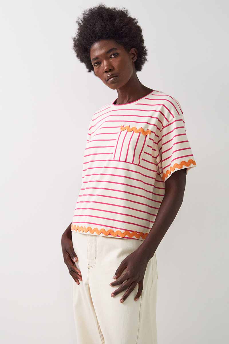 Ebba Jersey Pink Striped T-shirt
