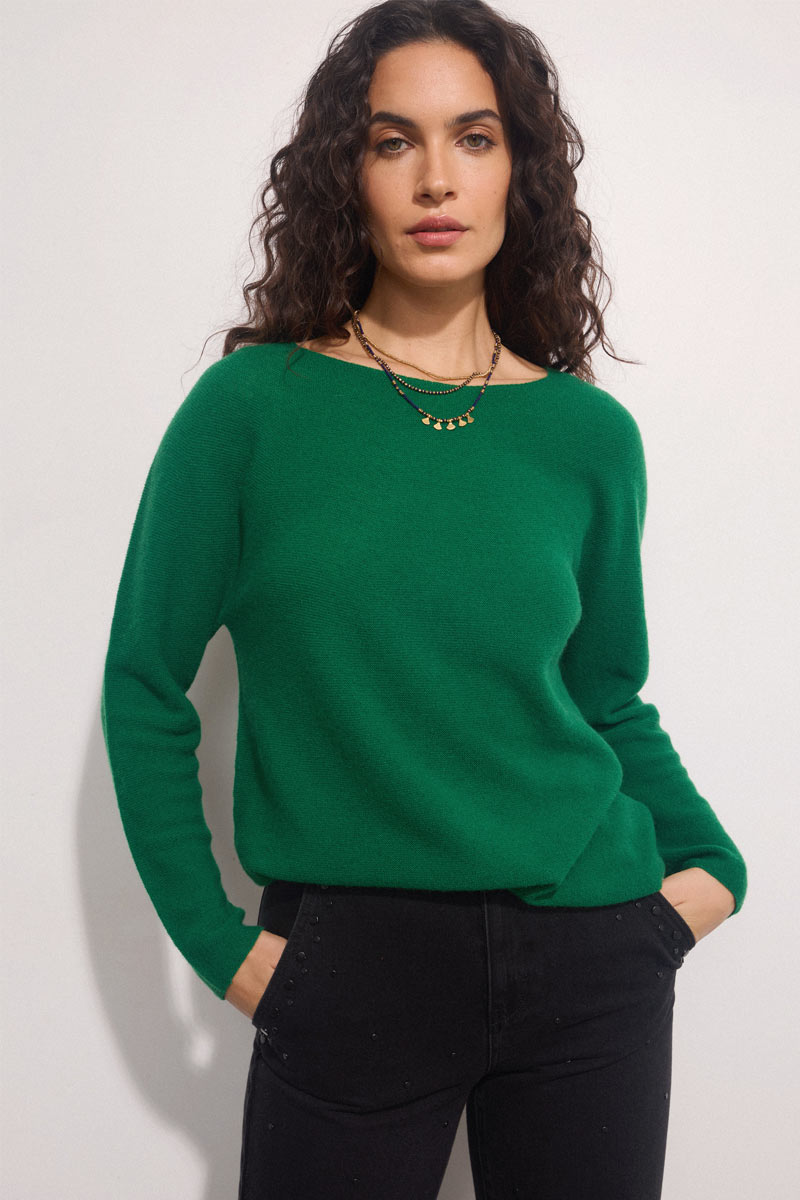 Eleri Crew Neck Cashmere Green Jumper