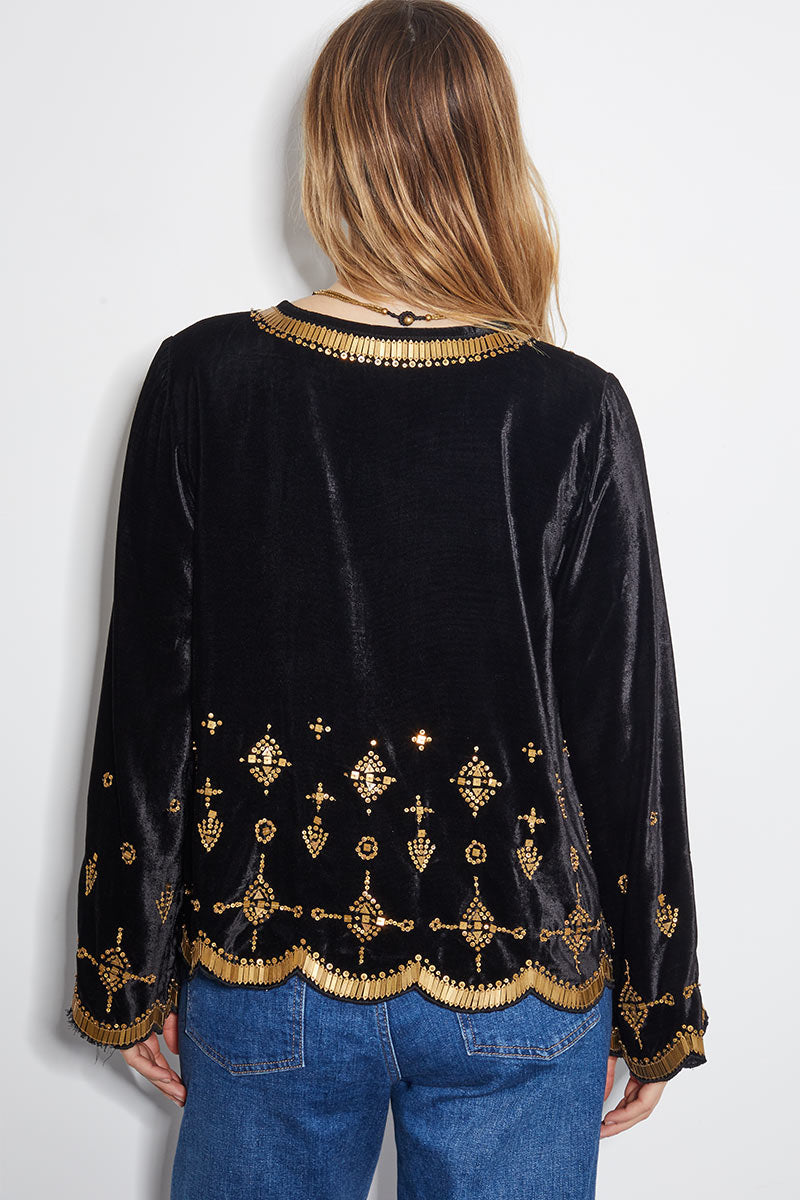 Elide Metal Sequin Top