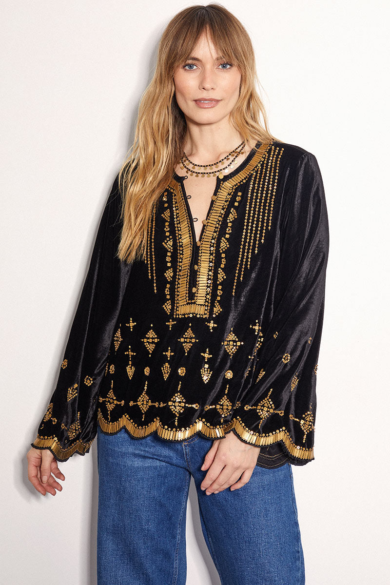 Elide Metal Sequin Top