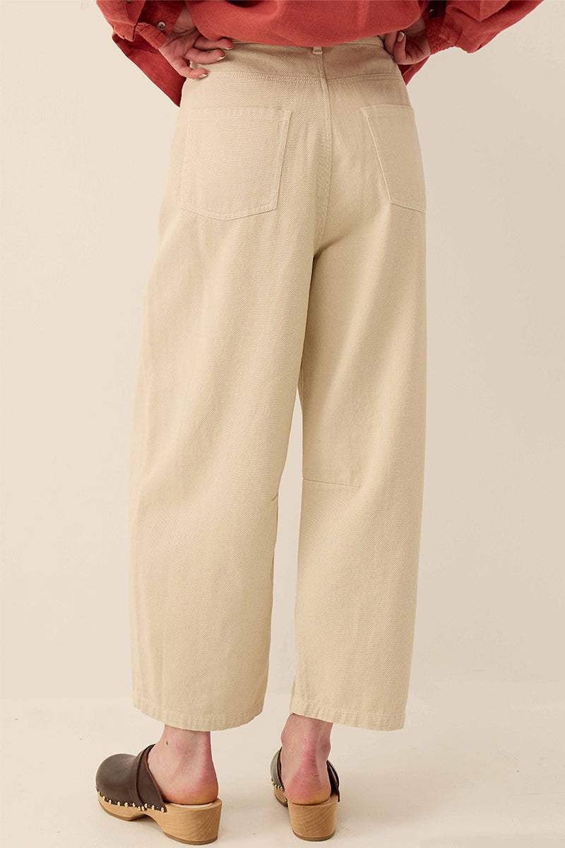 Elodie Cotton Twill Barrel Leg Trousers