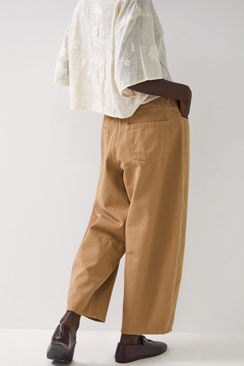 Elodie Cotton Twill Trousers Tan