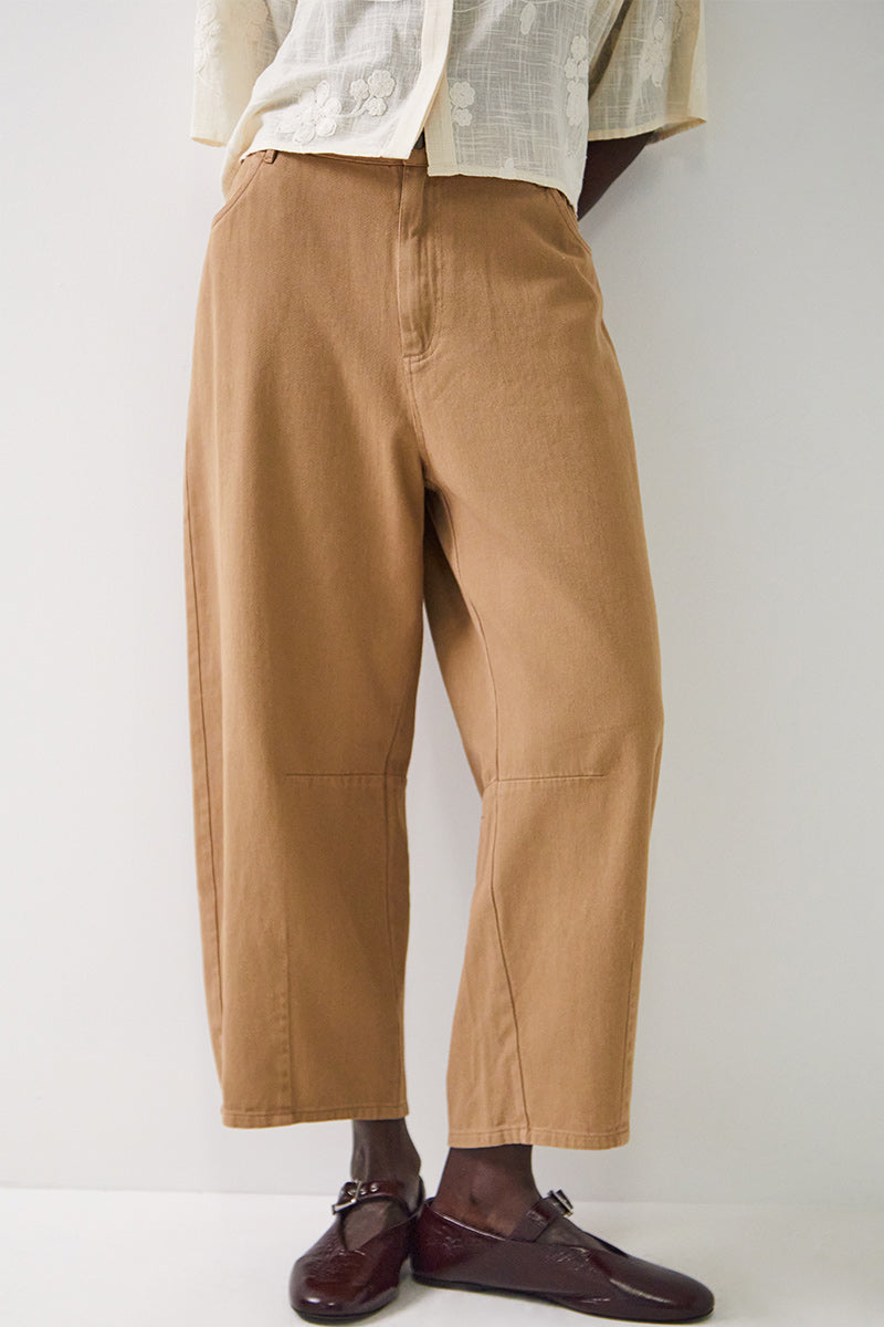 Elodie Cotton Twill Trousers Tan