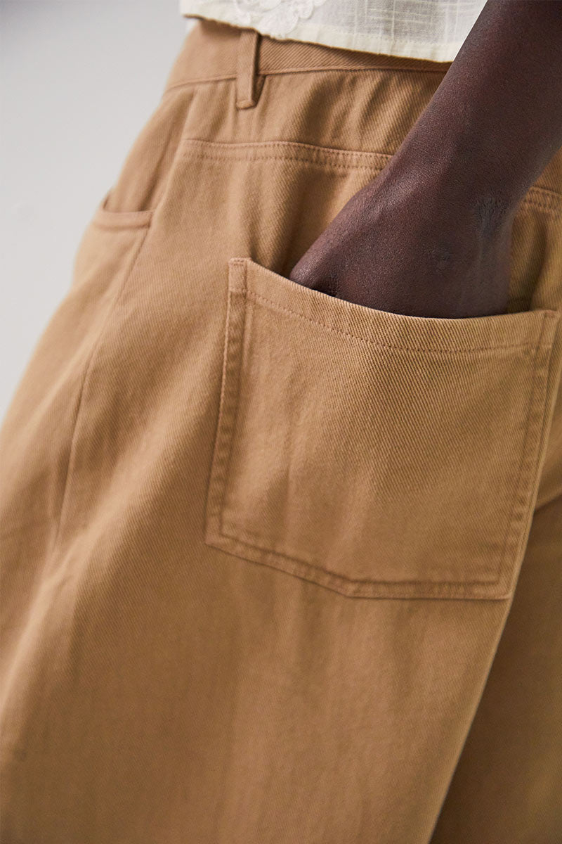 Elodie Cotton Twill Trousers Tan