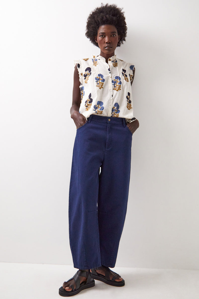 Elodie Cotton Twill Trousers Navy