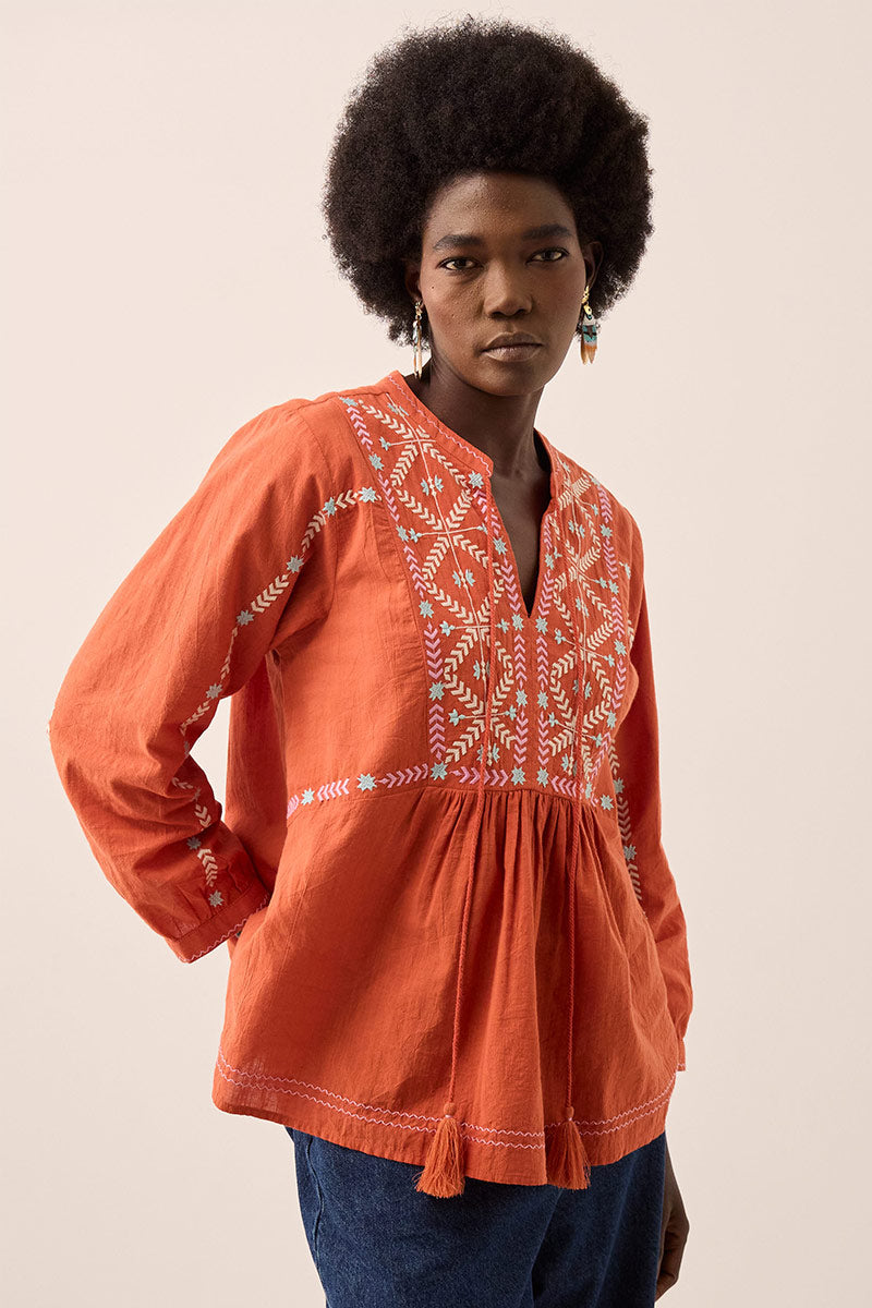 Enda Embroidered Cotton Top