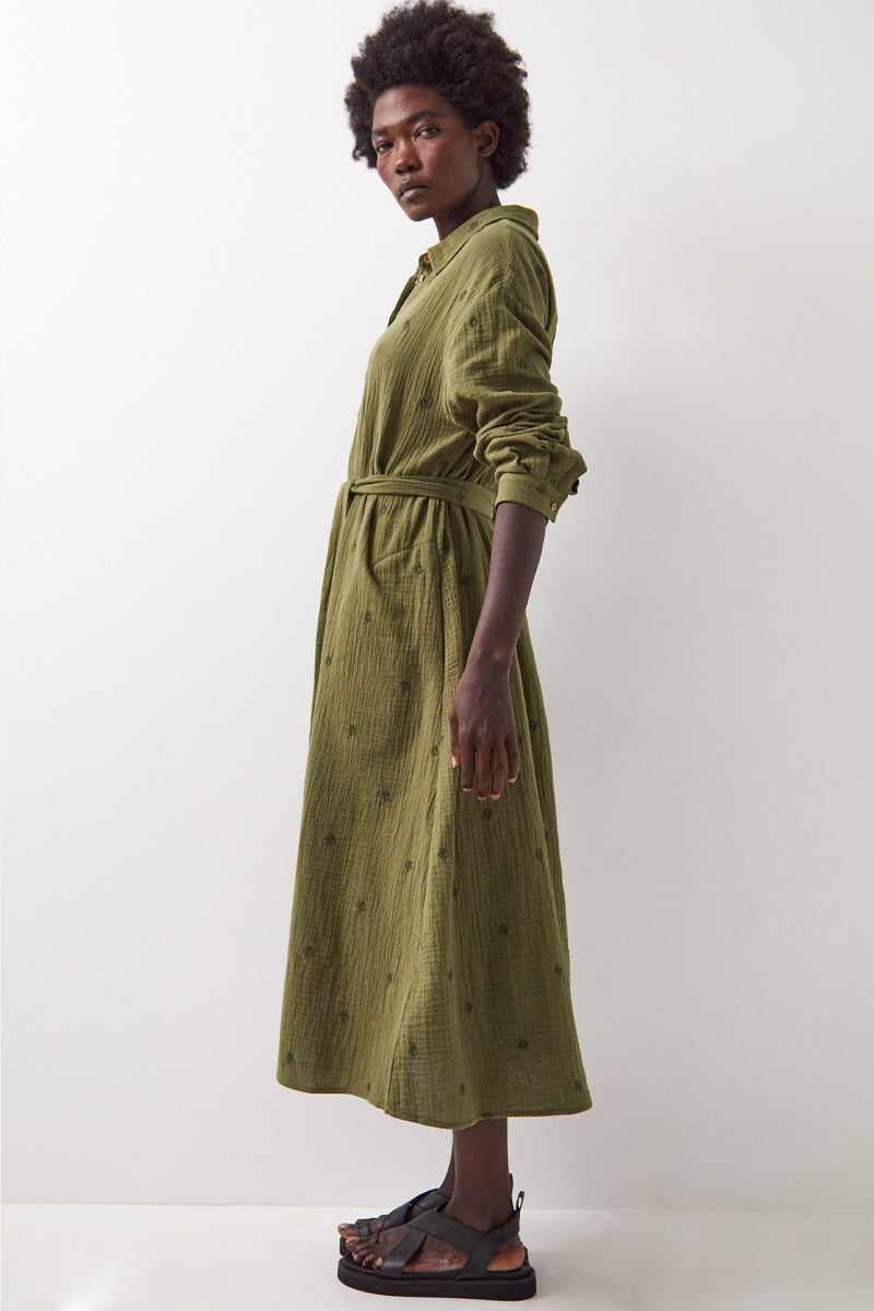 Evaline Cotton Dress Khaki