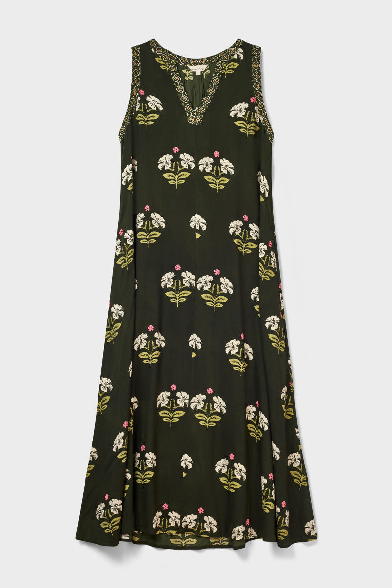 Flossie Sleeveless Khaki Dress