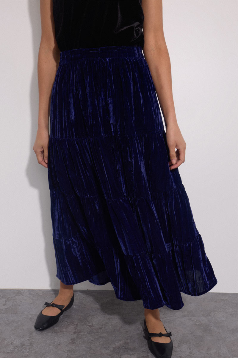 Heather Velvet Crinkle Maxi Skirt