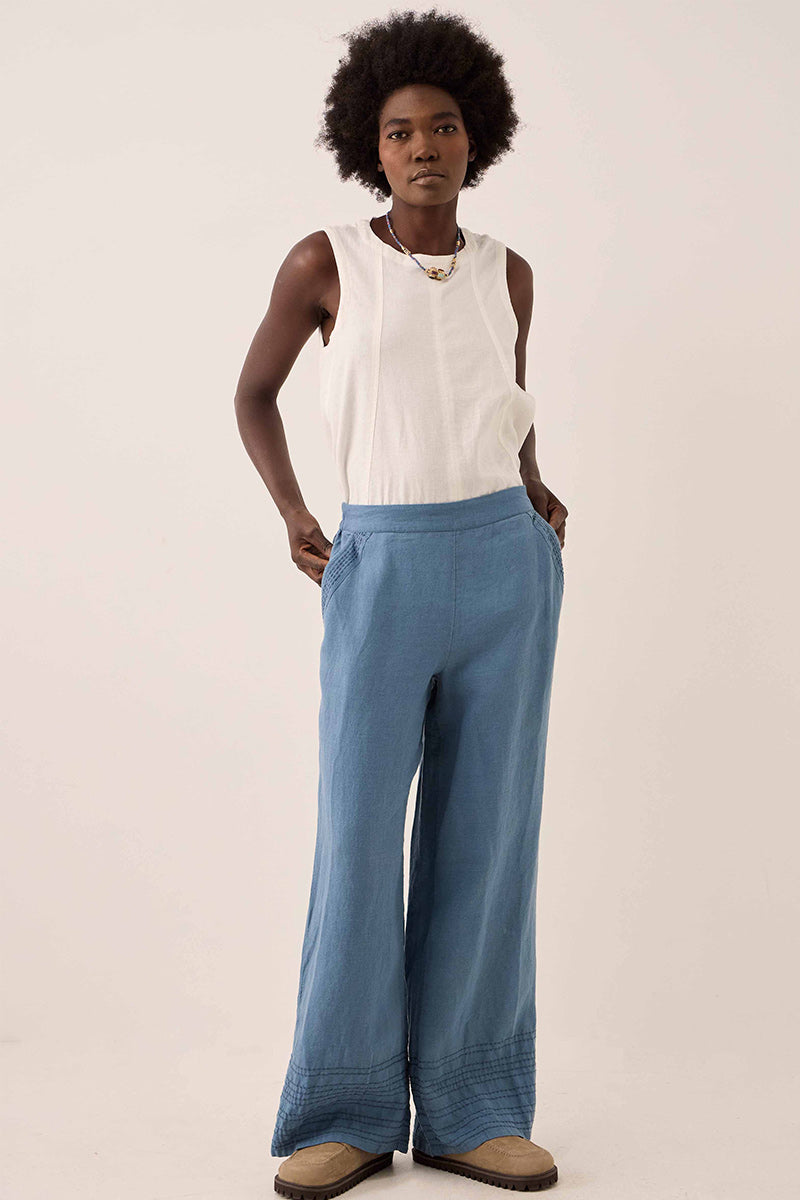 Hetta Linen Tonal Embroidery Trousers