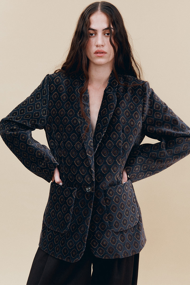 Jesi Printed Velvet Tailored Blazer
