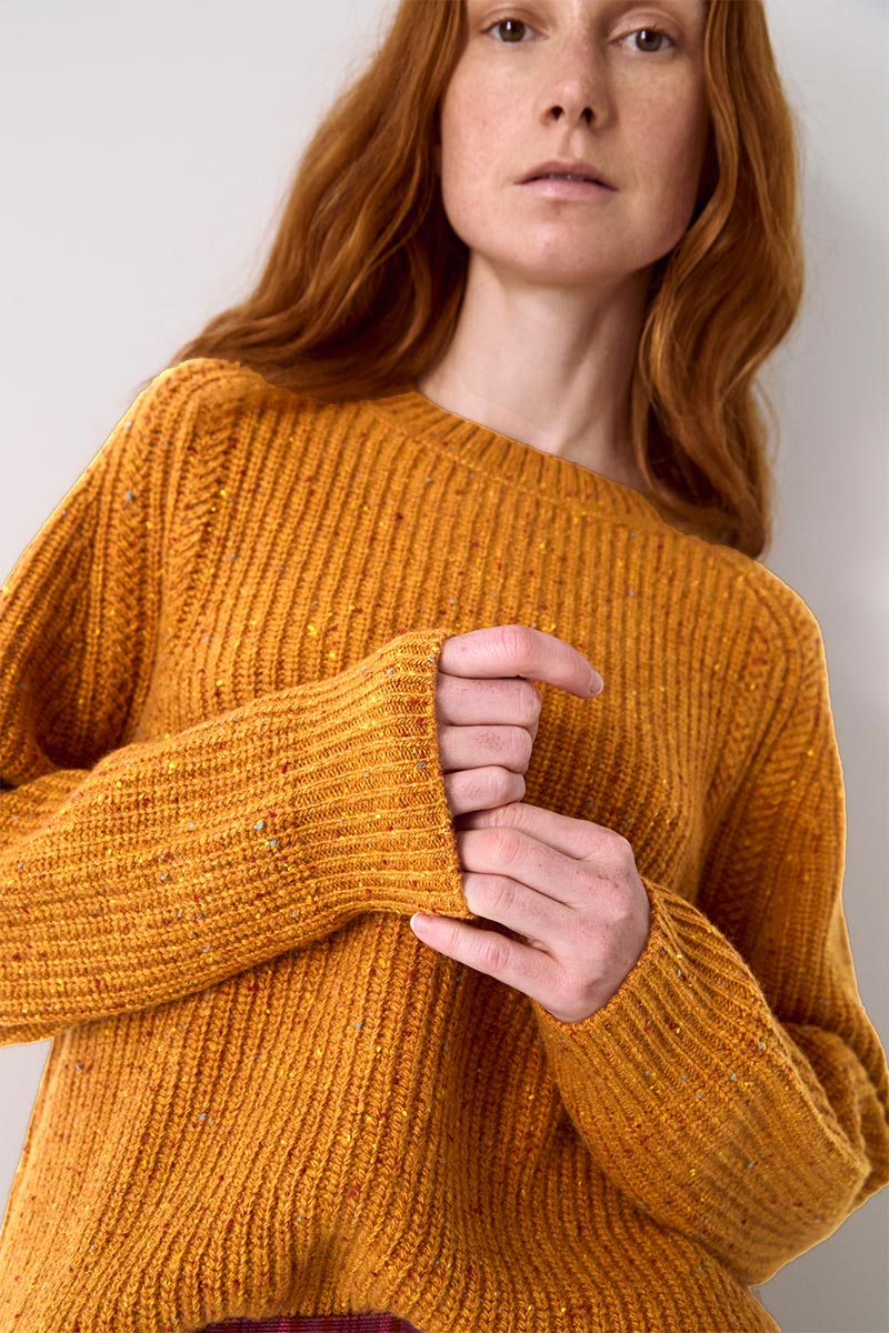 Jiya Donegal Knit Sweater Mustard
