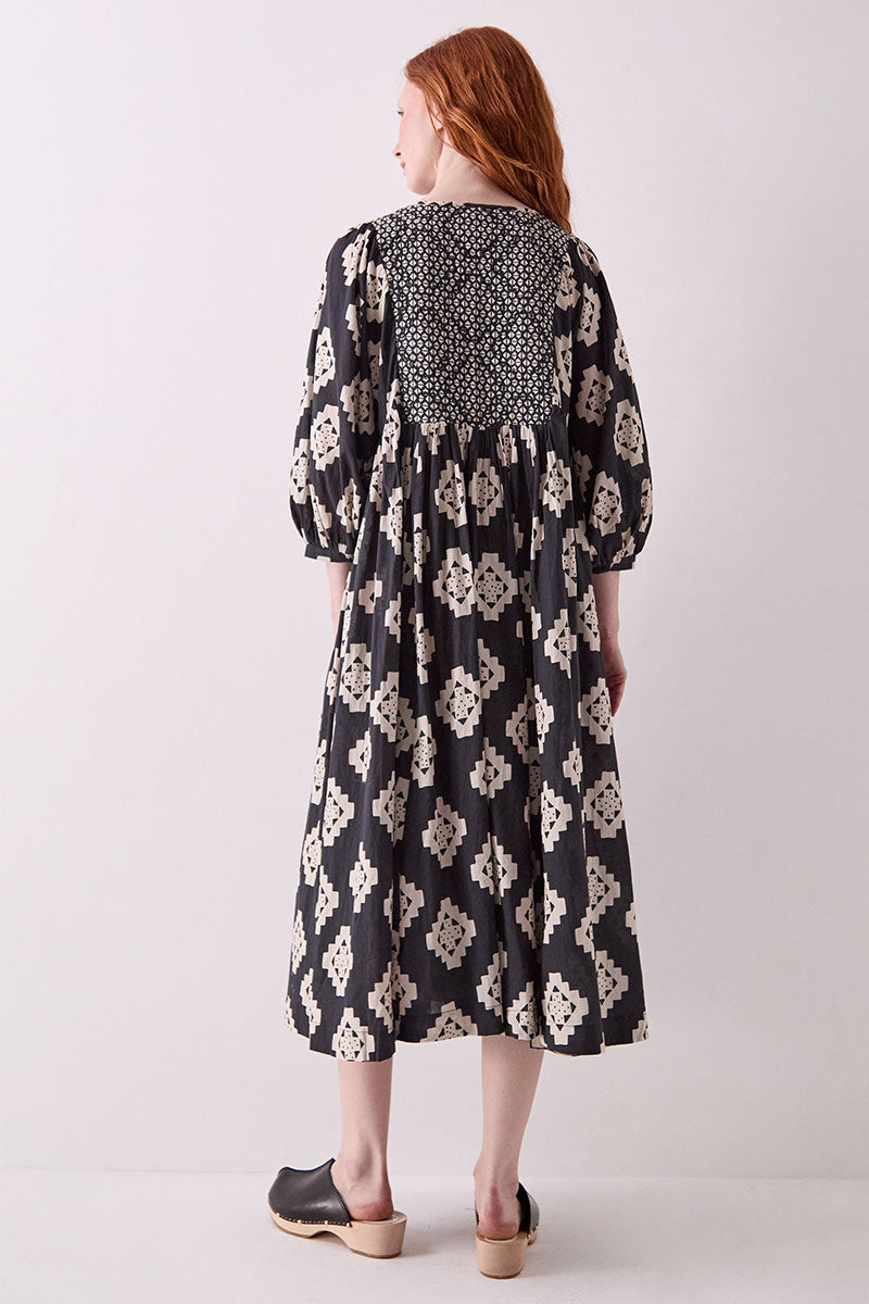 Kaira Monochrome Cotton Midi Dress
