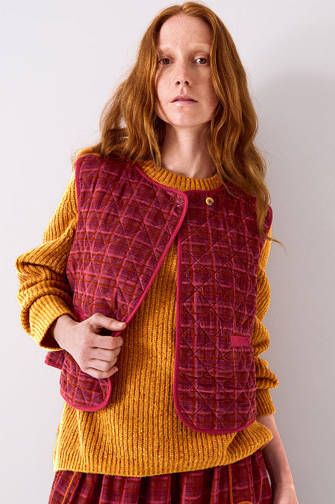 Karina Quilted Cord Gilet