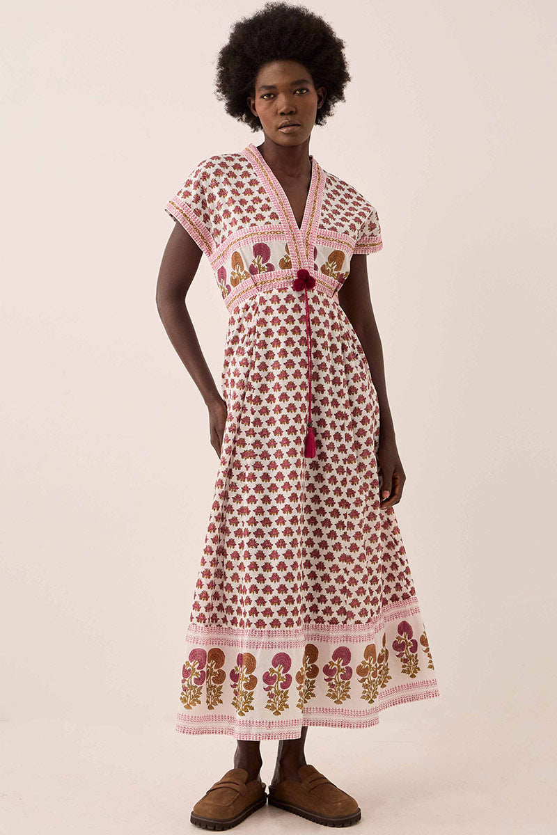 Karmen Hand Woodblock Cotton Dress