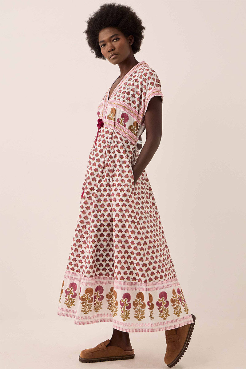 Karmen Hand Woodblock Cotton Dress