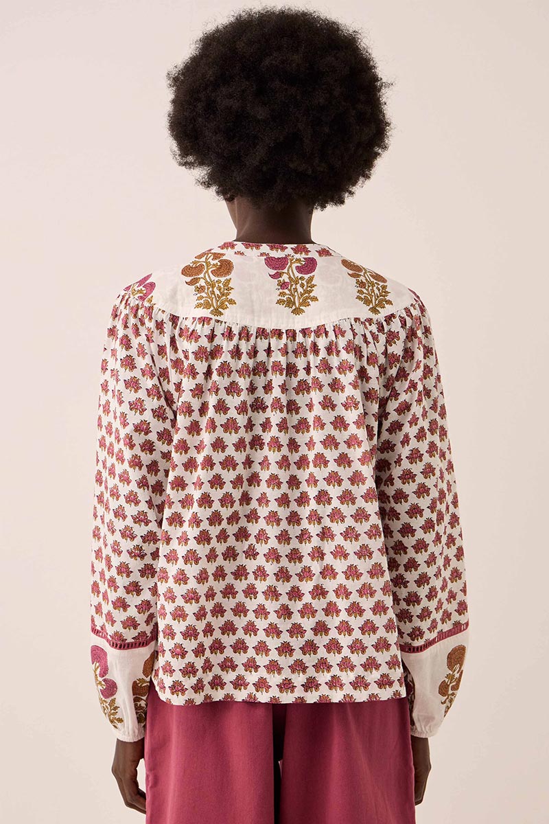 Karmen Hand Woodblock Cotton Top