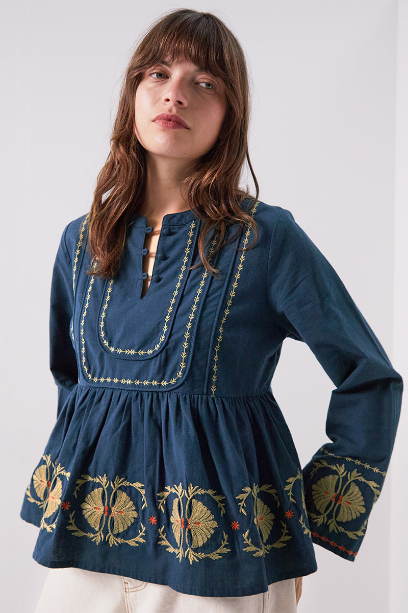 Katie Embroidered Peplum Blouse