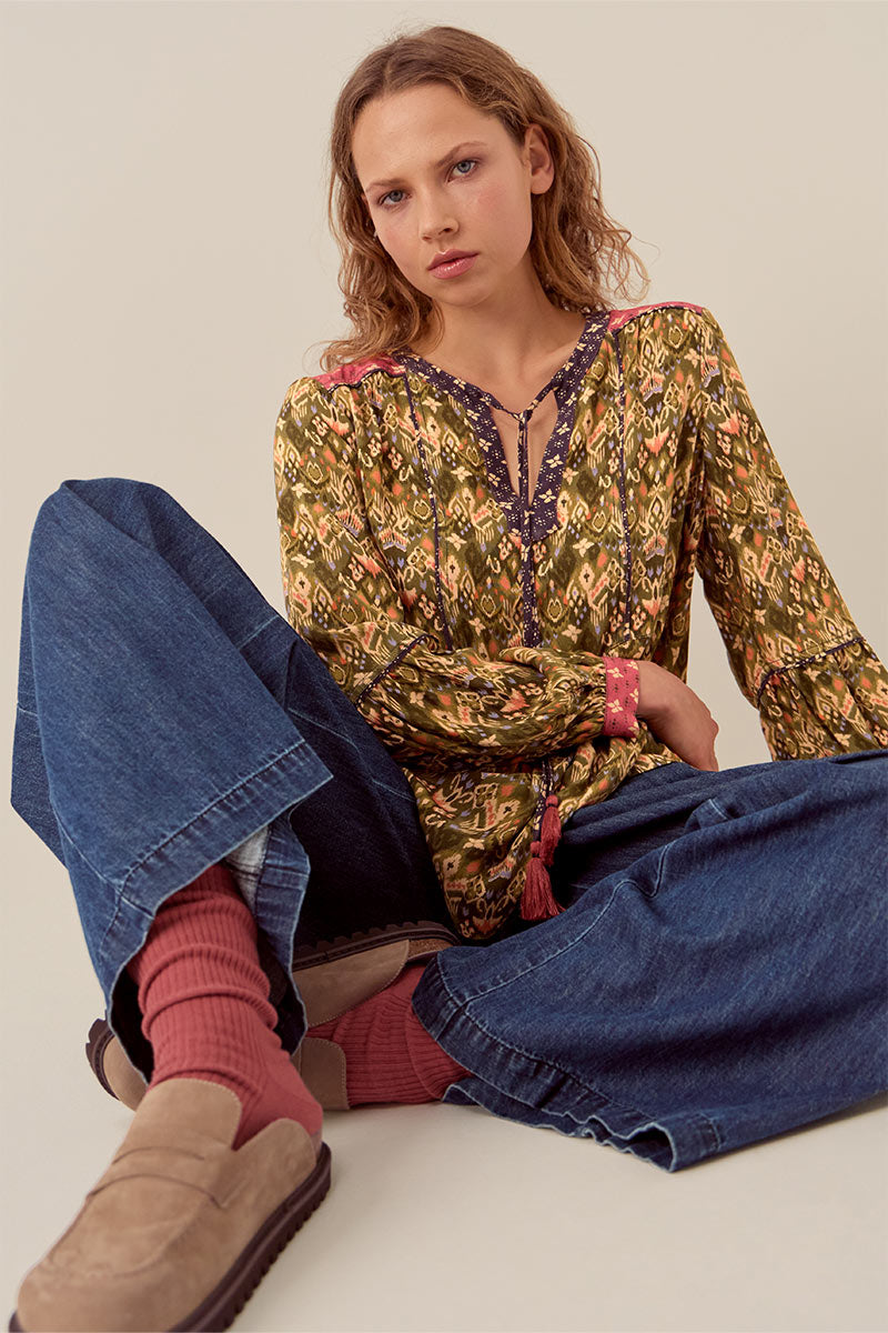 Kiku Ikat Printed Top