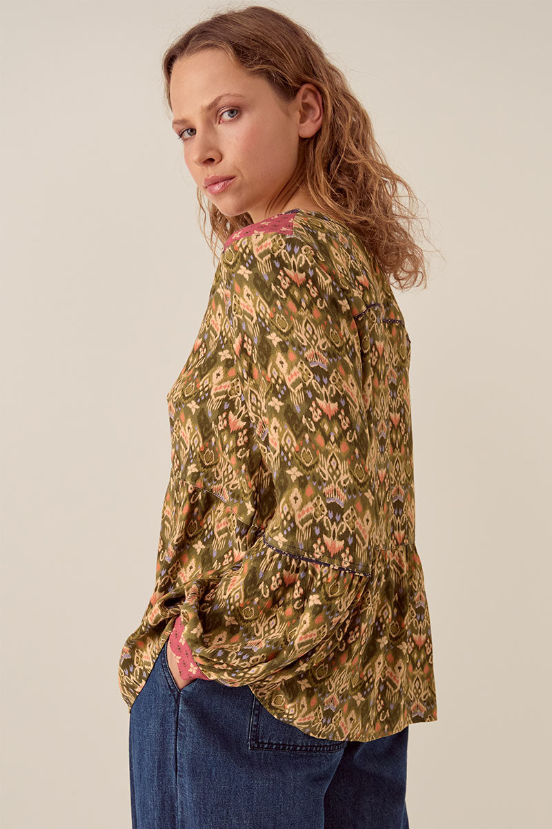 Kiku Ikat Printed Top