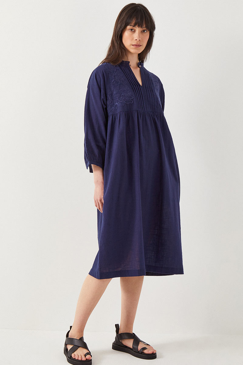 Kirat Tonal Embroidered Cotton Dress