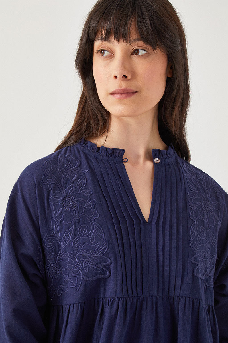 Kirat Tonal Embroidered Cotton Dress