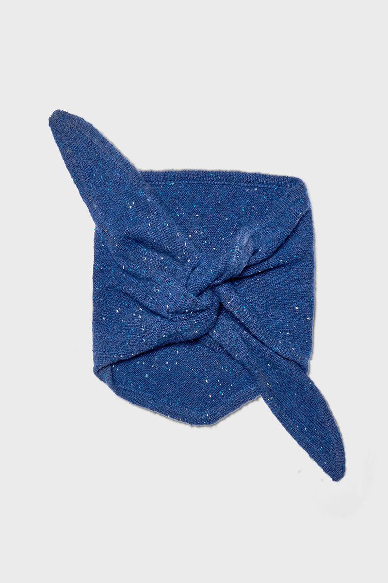 Knitted Wool Bandana Scarf Blue