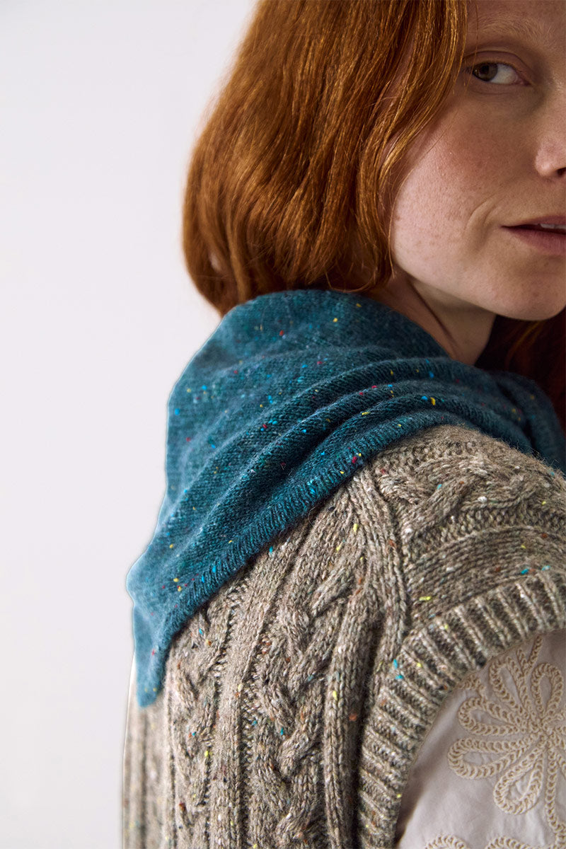 Knitted Wool Bandana Scarf Teal