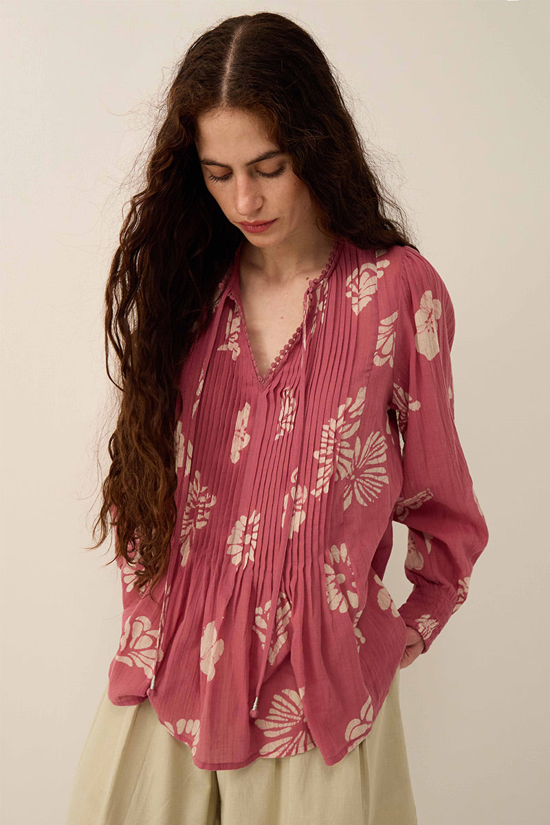 Krista Hand-Batik Floral Top