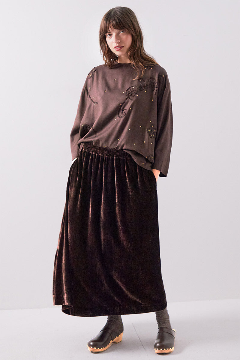 Laurie Velvet Midi Skirt