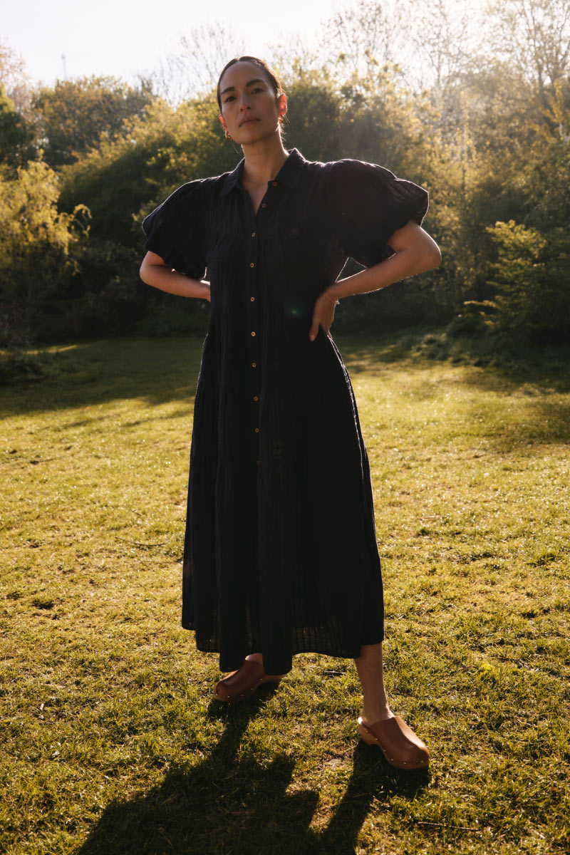 Lexa Navy Cotton Shirt Dress