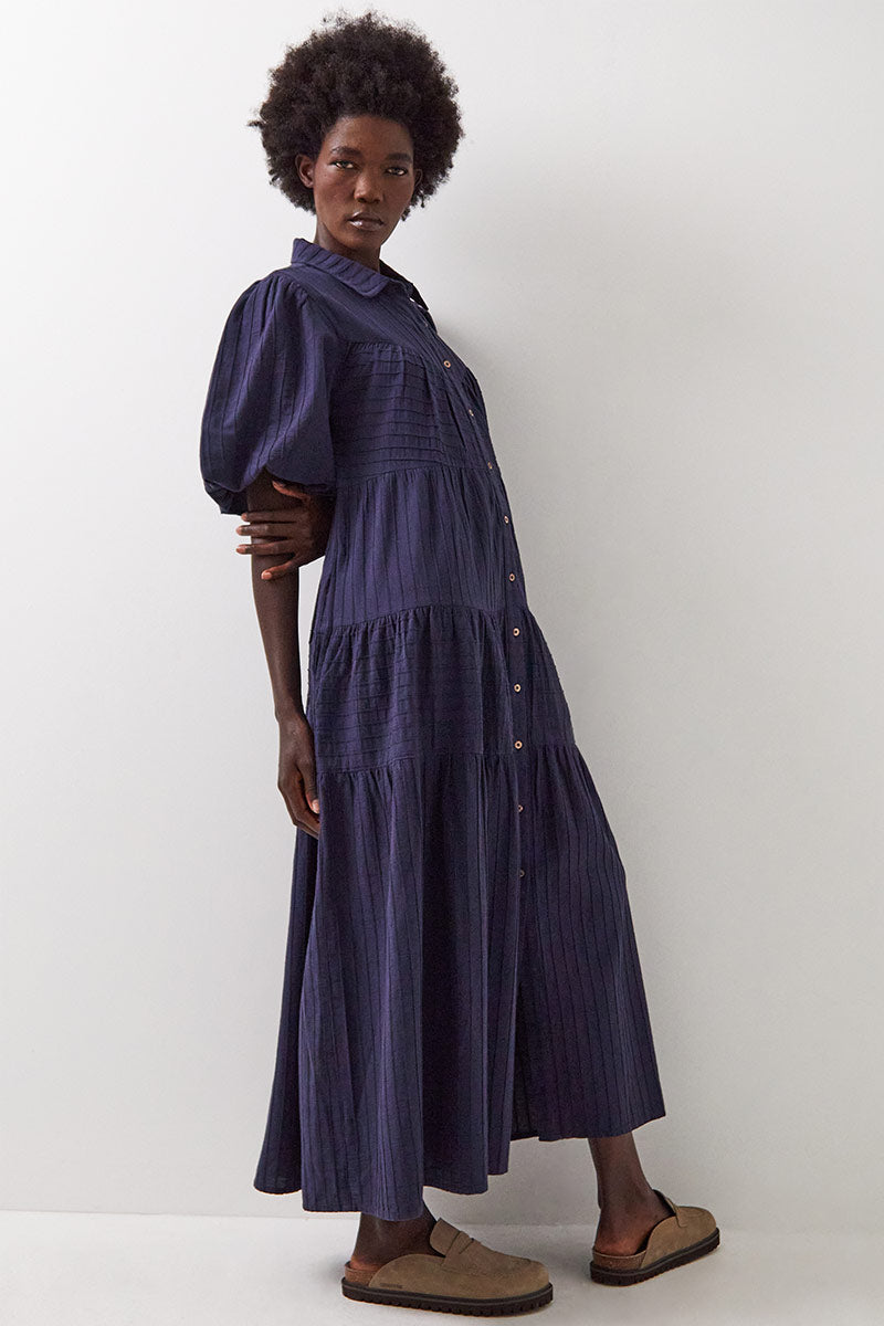 Lexa Navy Cotton Shirt Dress