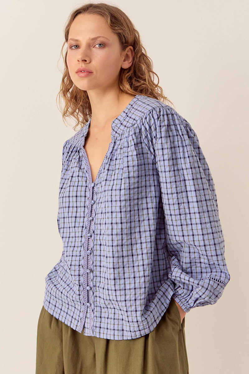 Lillia Check Cotton Blouse