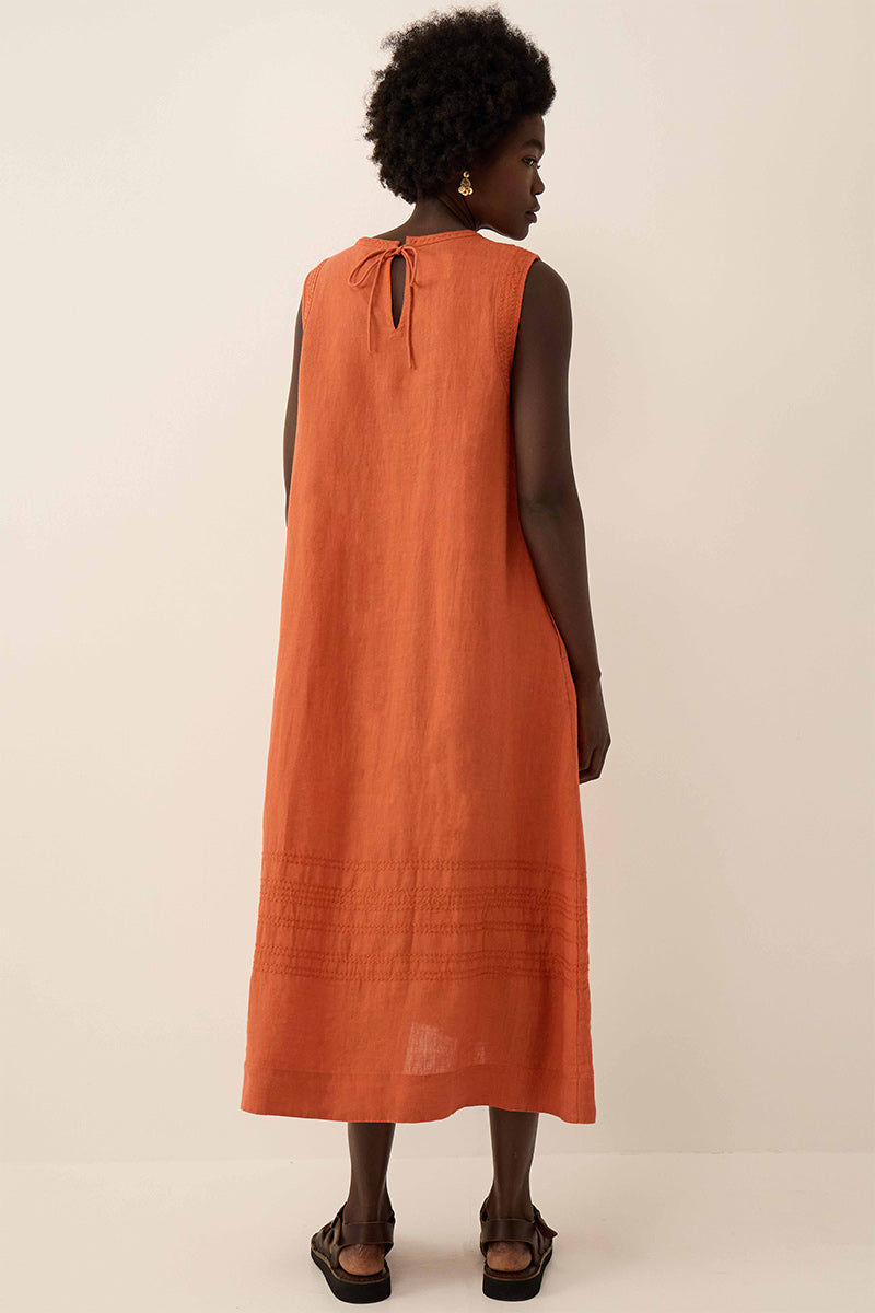 Liza Sleeveless Linen Dress Terracotta