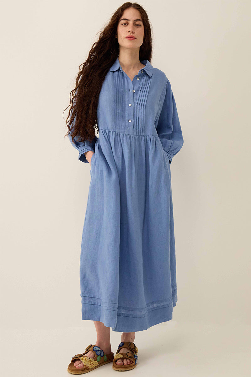 Liza Linen Shirt Dress Blue